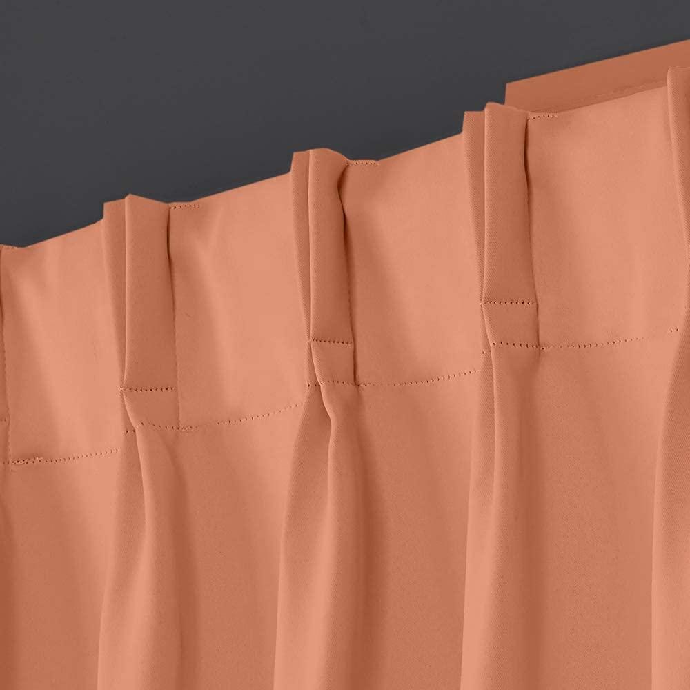 Homi Drapes Homi Drapes Double Pinch Pleated Blackout Curtains Thermal Insulated Room Darkening Drapes for Bedroom/Livingroom Along with 2 Panels Combined W(21"+21"),Tiebacks,Hooks (Peach, 42"x84")