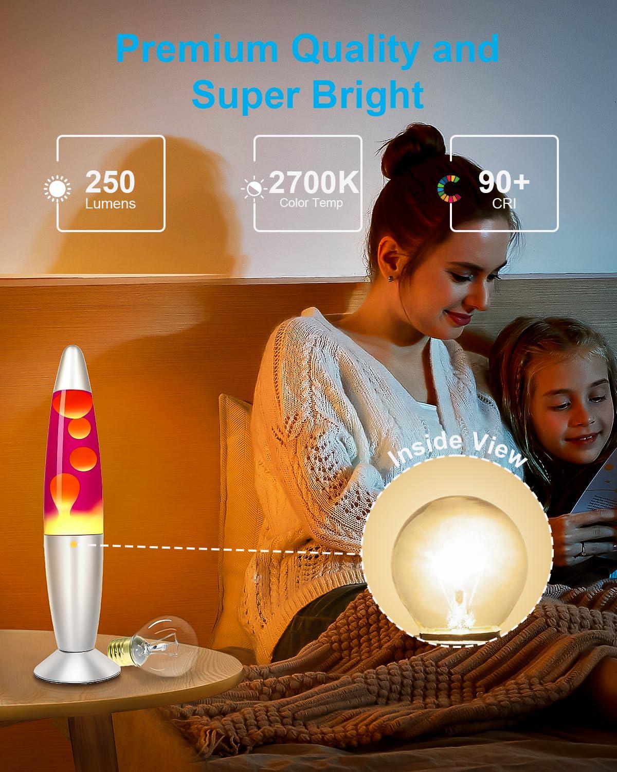 SerBion Lava Lamp Bulb 25 Watt, E17 Intermediate Base 6 Packs The Lava Original Replacement Bulb for 14.5-Inch Lava Lamp, Soft Warm White Glow, Long Life, High Temp Resistance, High-output Heat S11 Bulb