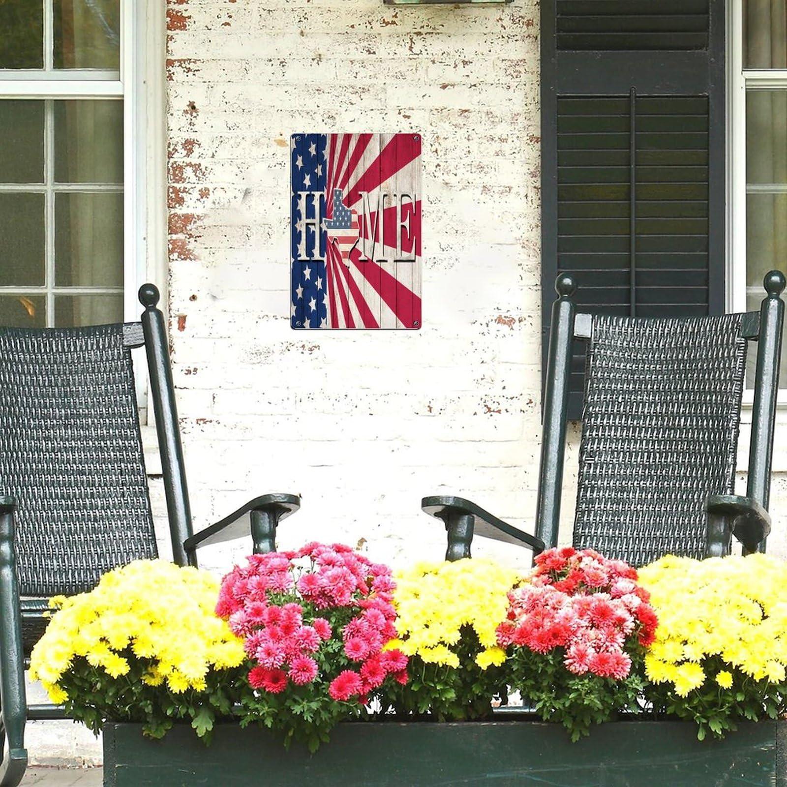 Autravelco Home texas Customized Metal Signs Rustic Lounge Signs American Flag USA Veterans Day Wall Dcor Tin Signs for Office House Gate 8x12in