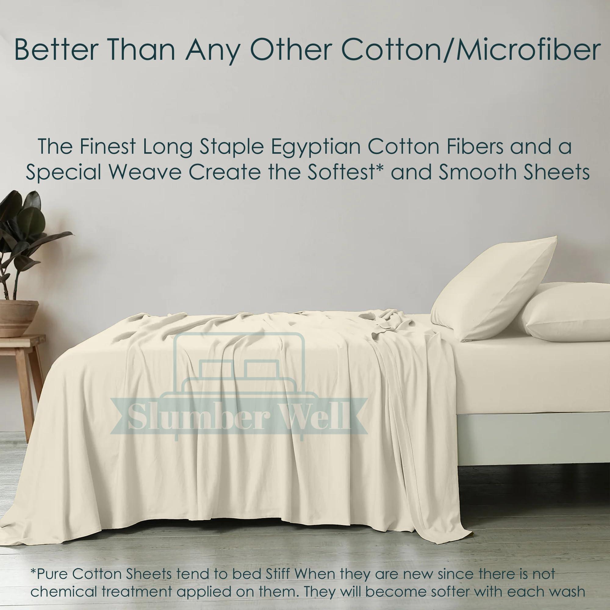 SlumberWell Top Split King Sheets Sets for Adjustable Bed - Split Head Flex King Sheet Set - 16 Inch Deep Pocket Fitted Sheet - Split Down 34 inches from The Top - Sleep Number Sheets Split Top King - Ivory Solid