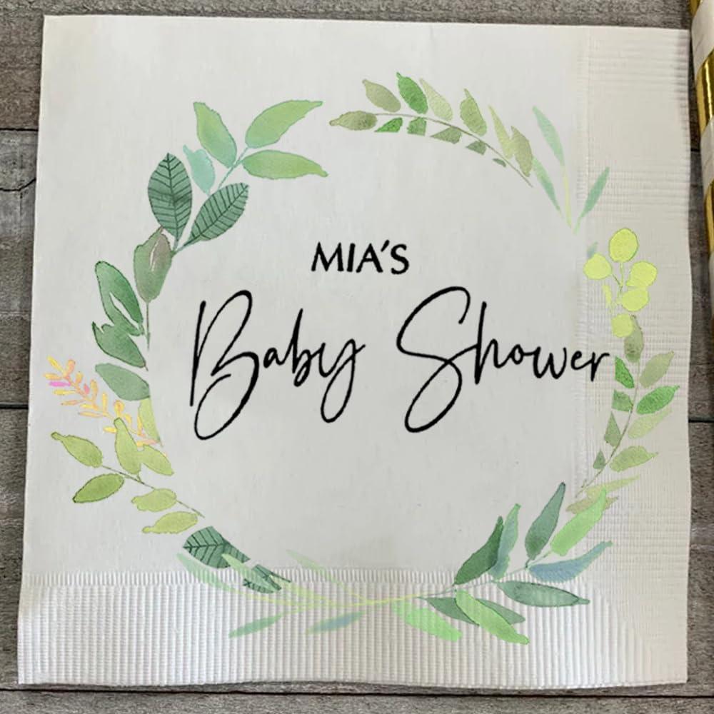 Evamall Personalized Baby Shower Napkins, Personalized Baby Name Cocktail Napkin, Customized Baby Shower Party, Baby Shower Decor, New Baby Party Tableware, Baby Girl Napkins For Shower