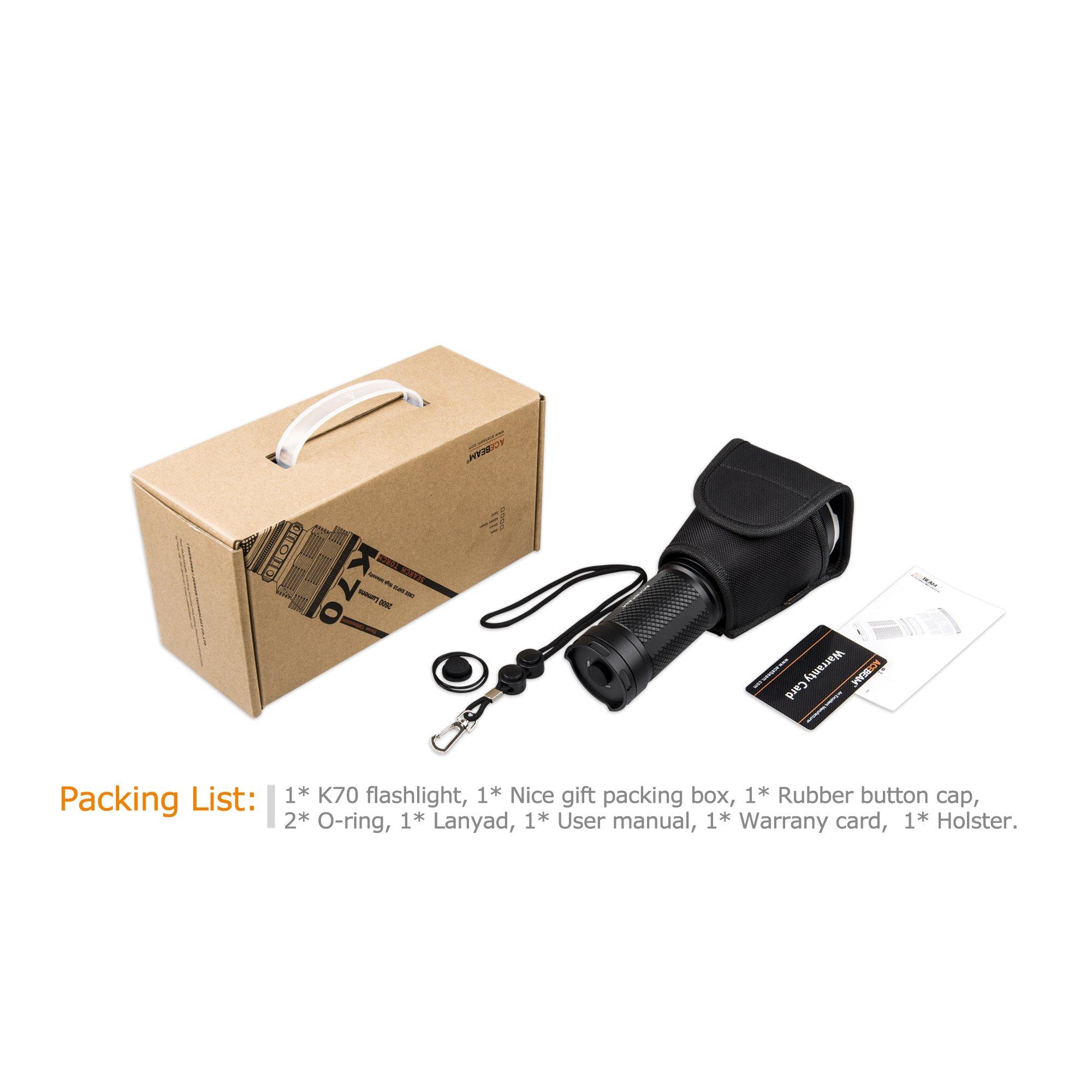 ACEBEAM Acebeam K70 CREE XHP35 Hi LED Flashlight 2600lumens Throw 1300meters