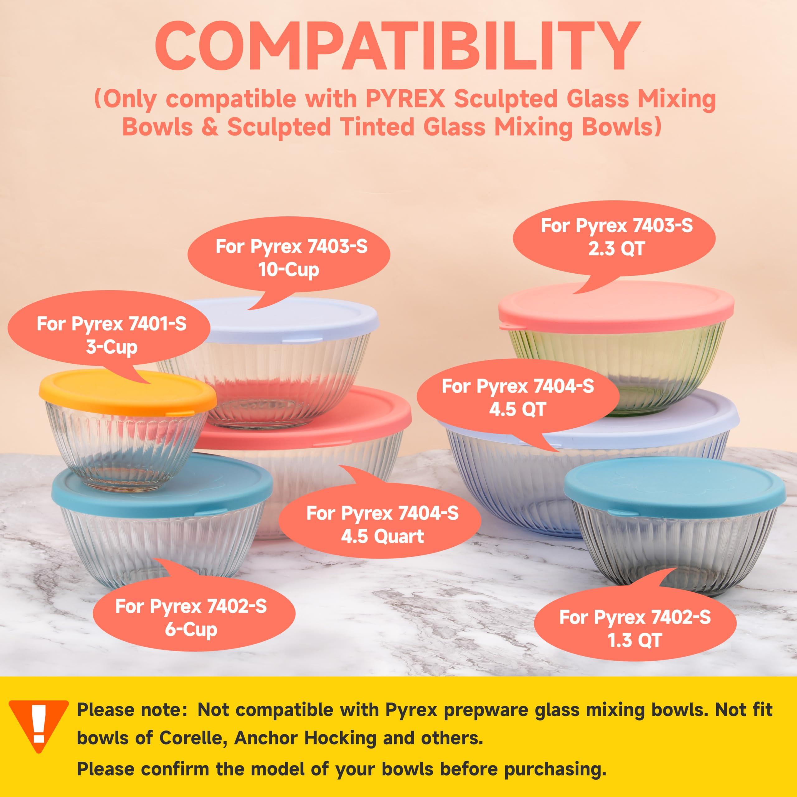 Purekra 1 Pack Silicone Replacement Lids Only Fit for Pyrex 7404-S 4.5 Quart Sculpted Clear & Sculpted Tinted Glass Mixing Bowls, Extra Large Size Silicone Covers, Dishwasher & Microwave Safe