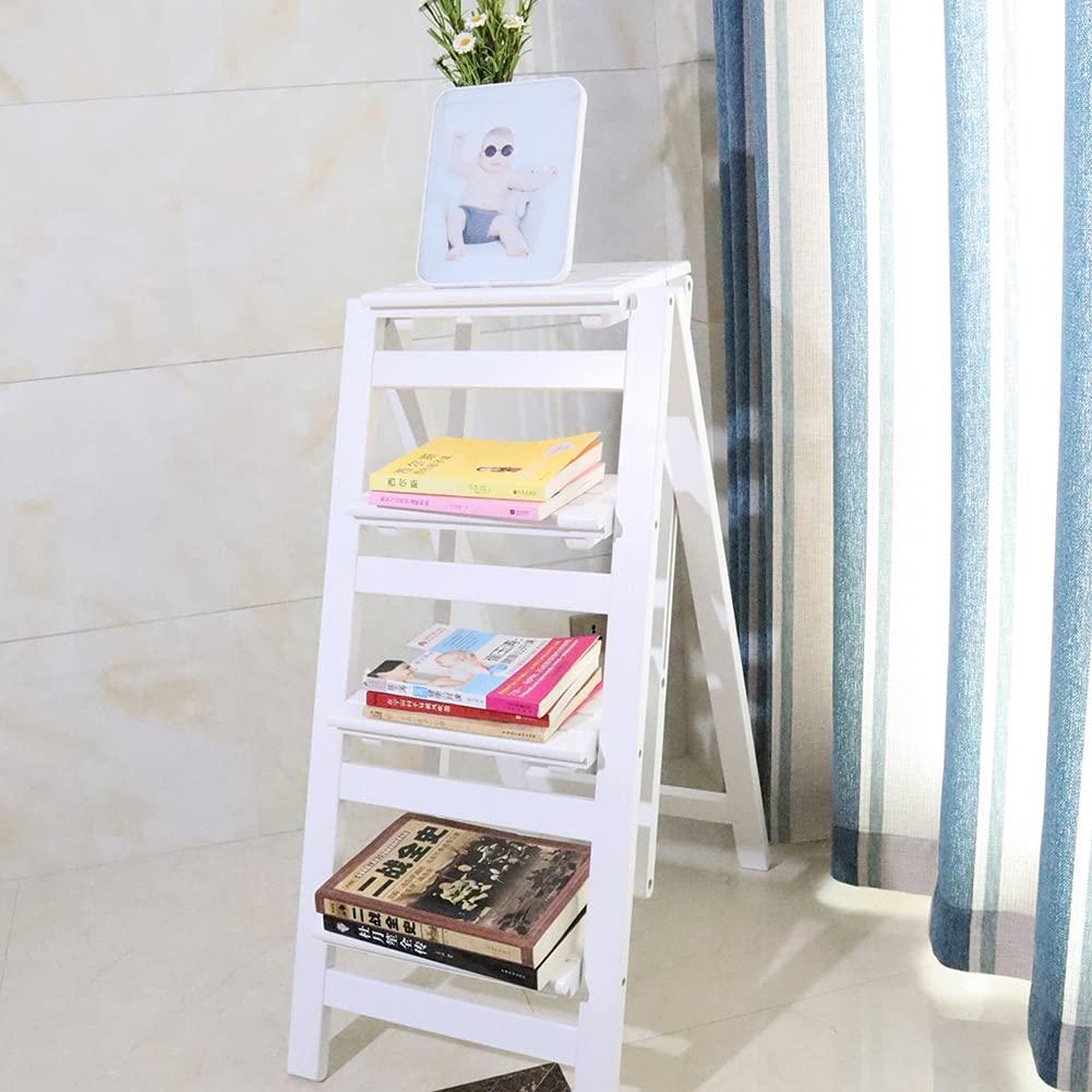 LUNEZY Wooden Folding Step Ladder Folding Step Stool for Adults & Kids Kitchen Ladders Small Foot Stools Portable Shoe Bench/Flower Rack Durable