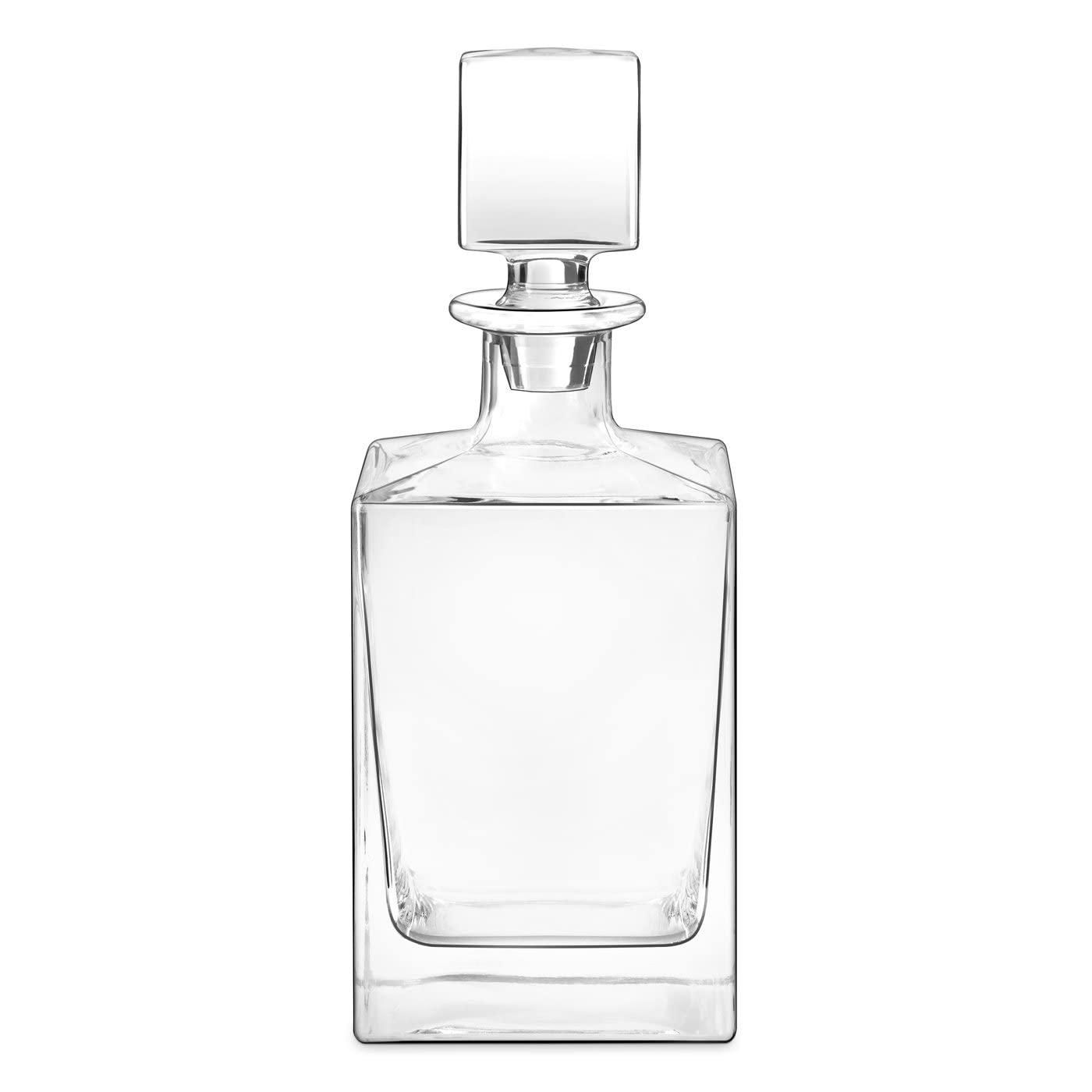 Maverton Maverton Geometric Whiskey Decanter with engraving - Symmetrical Carafe for him - Customized Glassware for man - Stylish Barware for Birthday - Whisky Decanter for husband - Mushroom