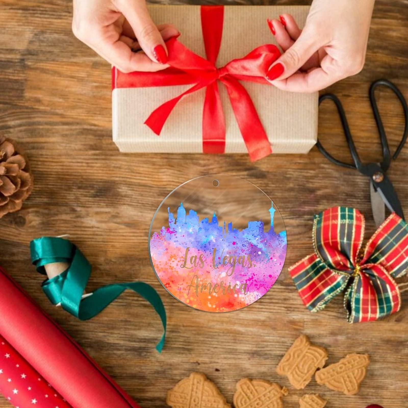 Generic America Las Vegas Acrylic Ornaments City Home Ornament Keepsake Flat Ornament Xmas Tree Christmas Tree Ornament Housewarming Gifts 3 inches