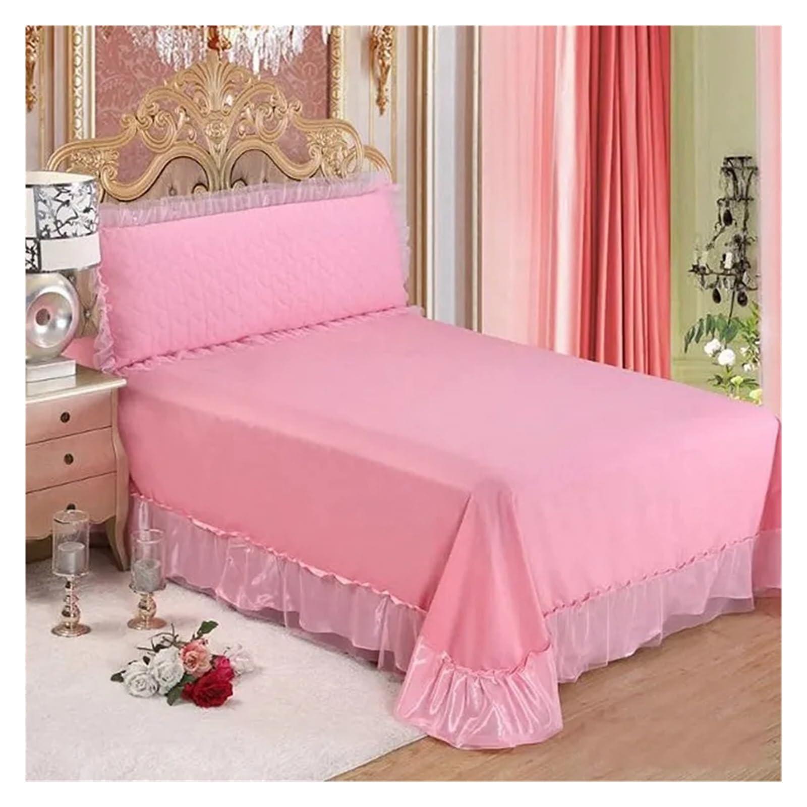 ADovz ADovz Red Pink Lace Princess Bedding Set 4/6/8pcs Luxury Girls Wedding Bed Set Quilt Cover Bed Sheets Queen King Size,Bed Sheets