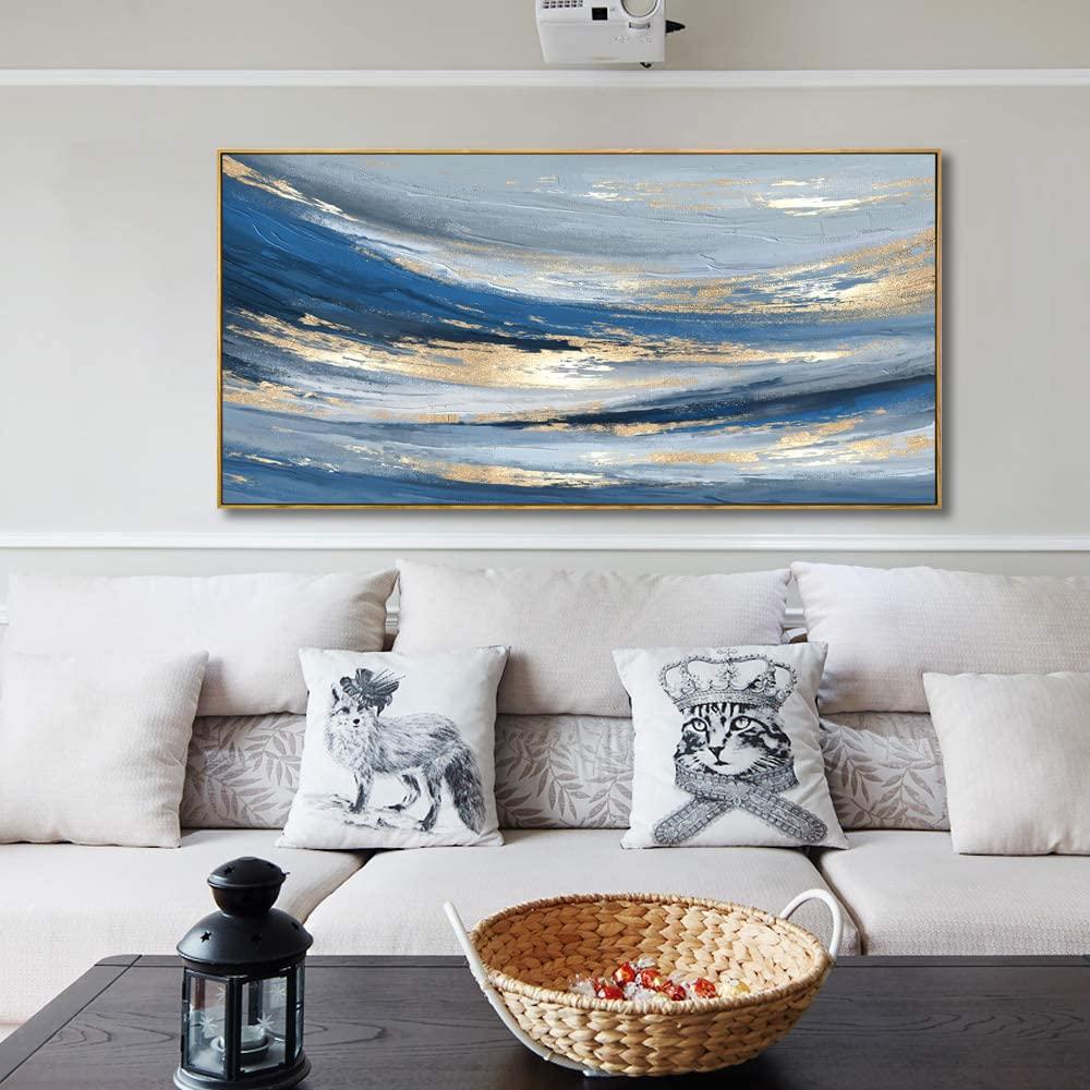 vgrozirh Abstract Wall Art Canvas Paintings Blue Fantasy Modern Large Framed Artwork Decor for Living Room Bedroom Office Painting Home Decor 20\"x40\"