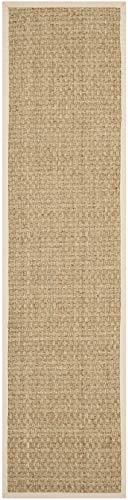 Safavieh SAFAVIEH Natural Fiber Collection Runner Rug - 2\'6\" x 8\', Natural & Beige, Border Basketweave Seagrass Design, Easy Care, Ideal for High Traffic Areas in Living Room, Bedroom (NF114A)