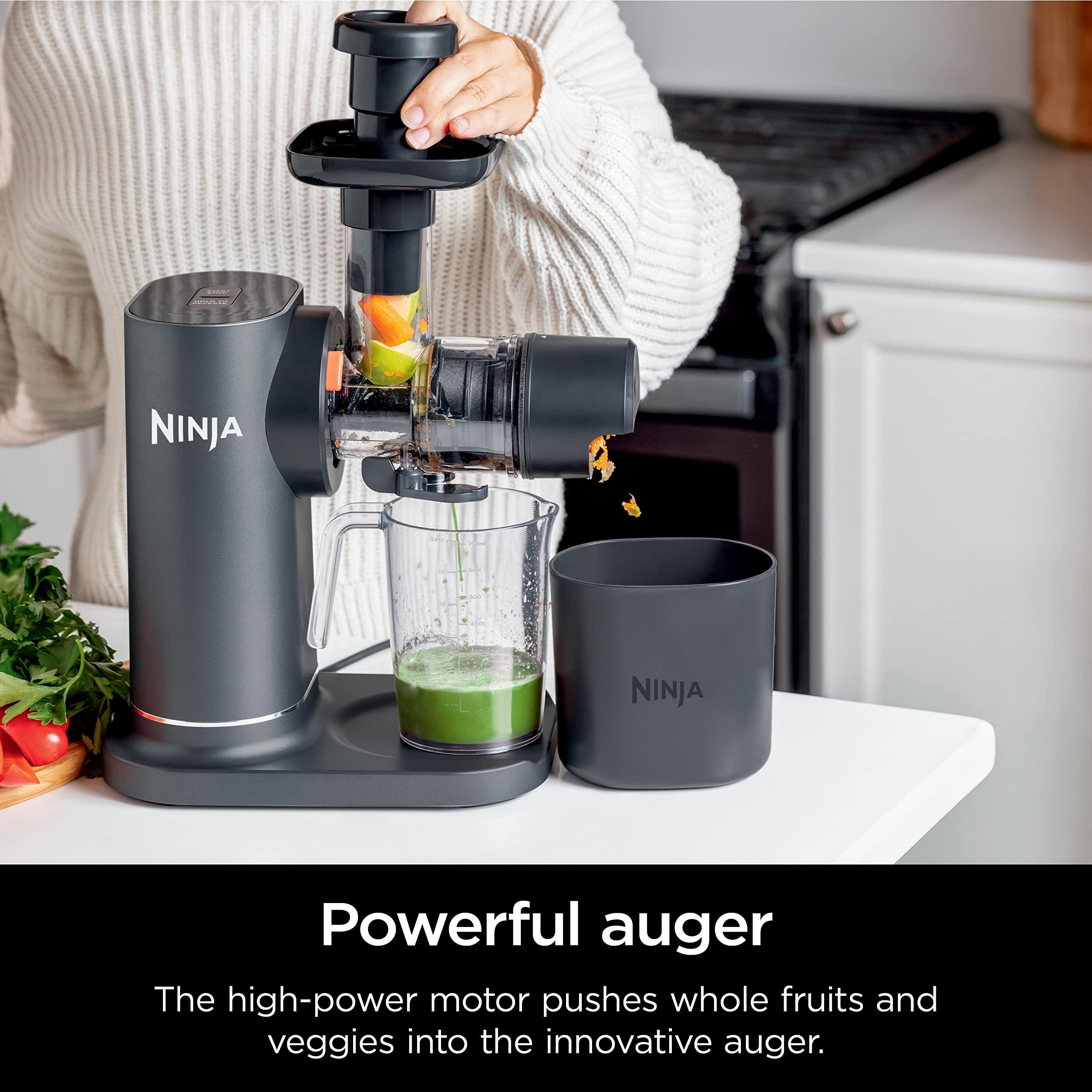 Ninja Ninja JC151 NeverClog Cold Press Juicer, Powerful Slow Juicer with Total Pulp Control, Countertop, Electric, 2 Pulp Functions, Dishwasher Safe, 2nd Generation, Charcoal