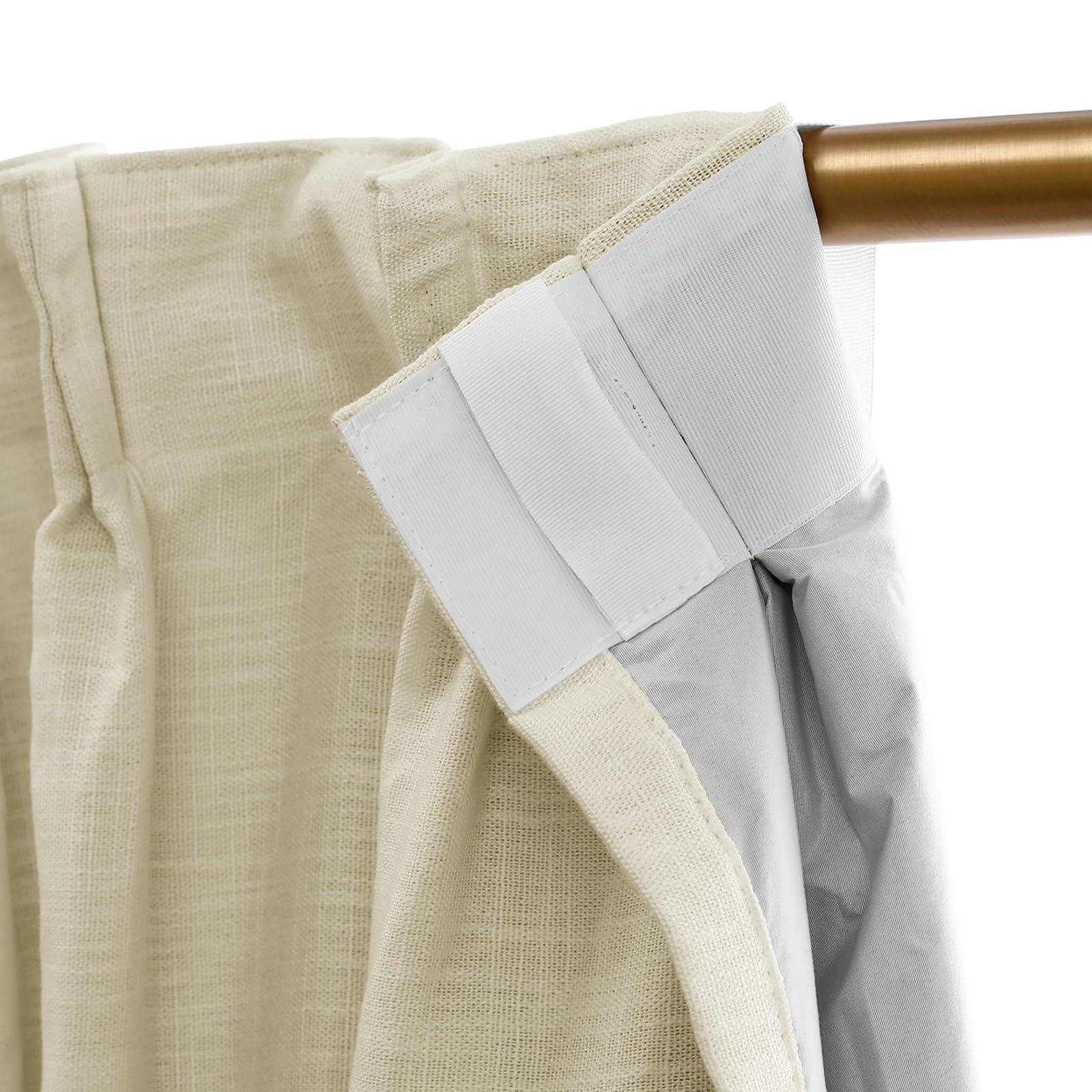 DotheDrape DotheDrape 105 inch Pinch Pleated Curtains Blackout Linen Textured Full Blackout Back Tab Pinch Pleat Drapes with Hooks for Bedroom, 60W x 105L, Beige, 1 Panel