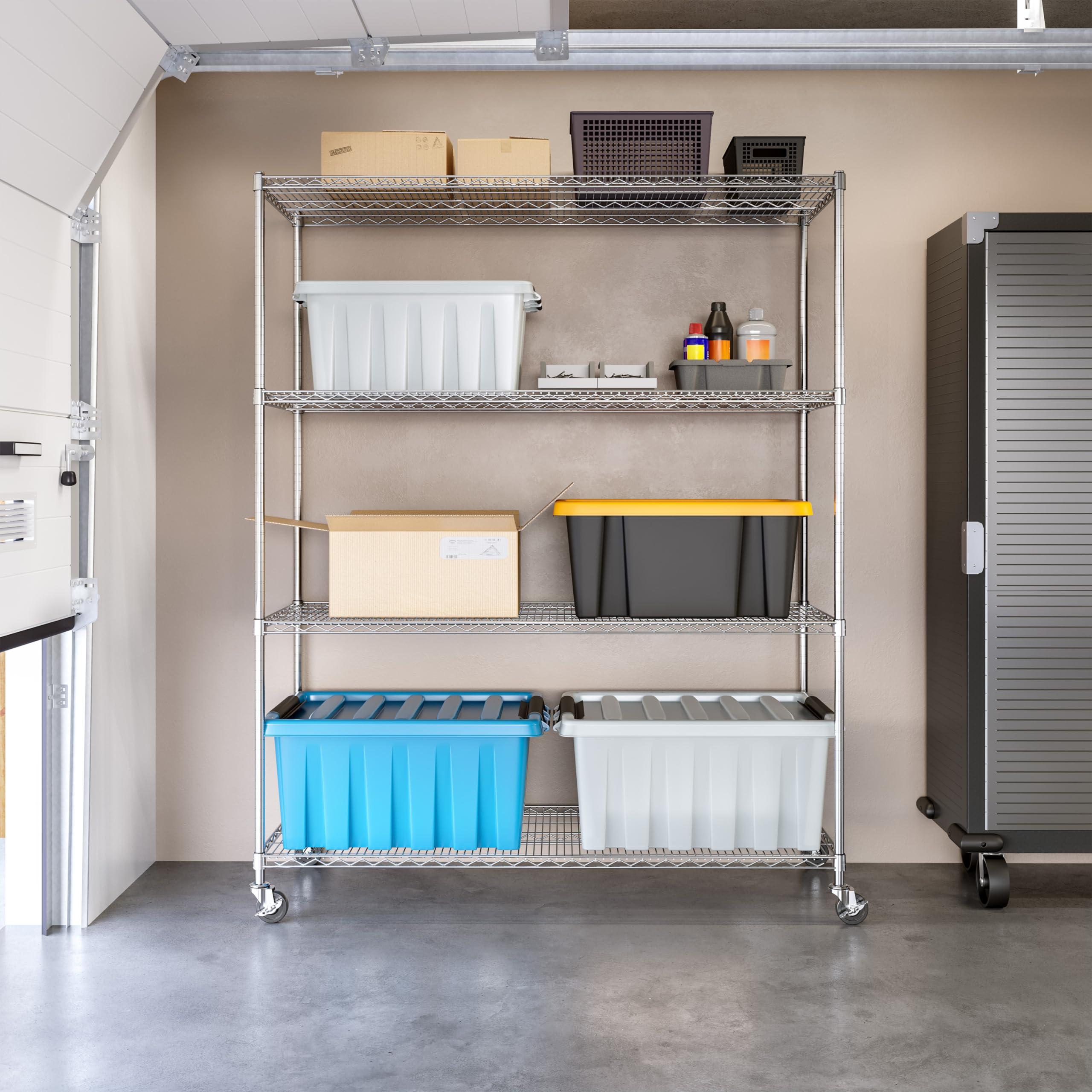 Seville Classics Seville Classics UltraDurable Heavy Duty NSF Solid Steel Wire Rack Storage Unit, Organizer for Garage, Warehouse, Office, Restaurant, Classroom, Kitchen, Steel, 4-Tier Shelving, 60" W x 24" D