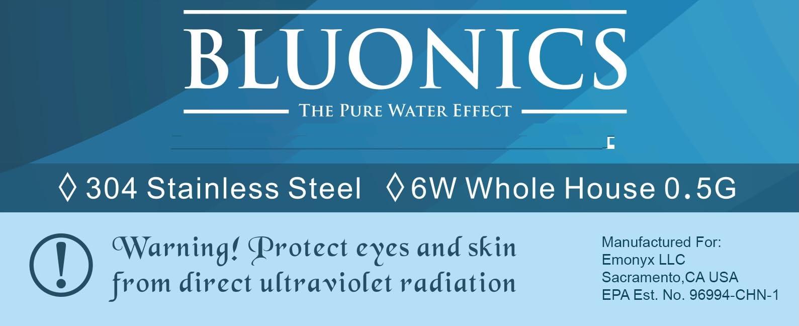 BLUONICS Bluonics Ultraviolet Light Water Purifier UV for Reverse Osmosis Drinking Water System 0.5 GPM