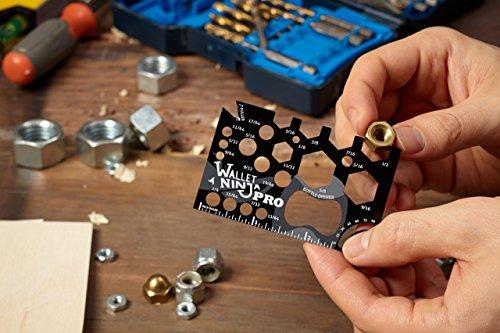 Wallet Ninja Wallet Ninja PRO: 26 in 1 Credit Card Multitool (Measure Bits & Bolts, Wrenches, Protractor, Bottle Opener)
