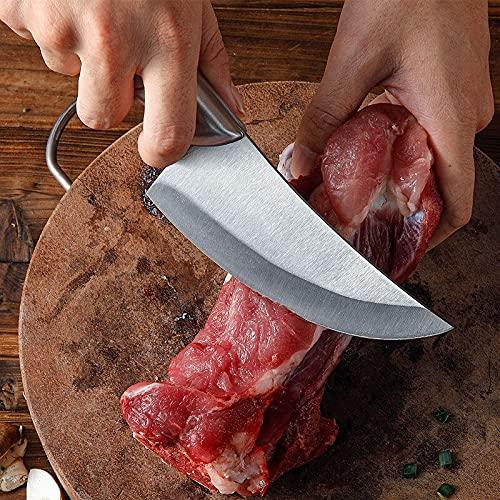 GUMMIA Meat Cleaver,Cleaver Knife, 5.5 inch Boning Knife Stainless Steel Chef Knife Serbian Kitchen Knife for Meat Bone Fish Fruit Vegetables Cleaver Butcher Knife