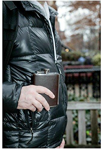 Kikkerland Kikkerland 8-Ounce Leather Hip Flask, Large, Brown