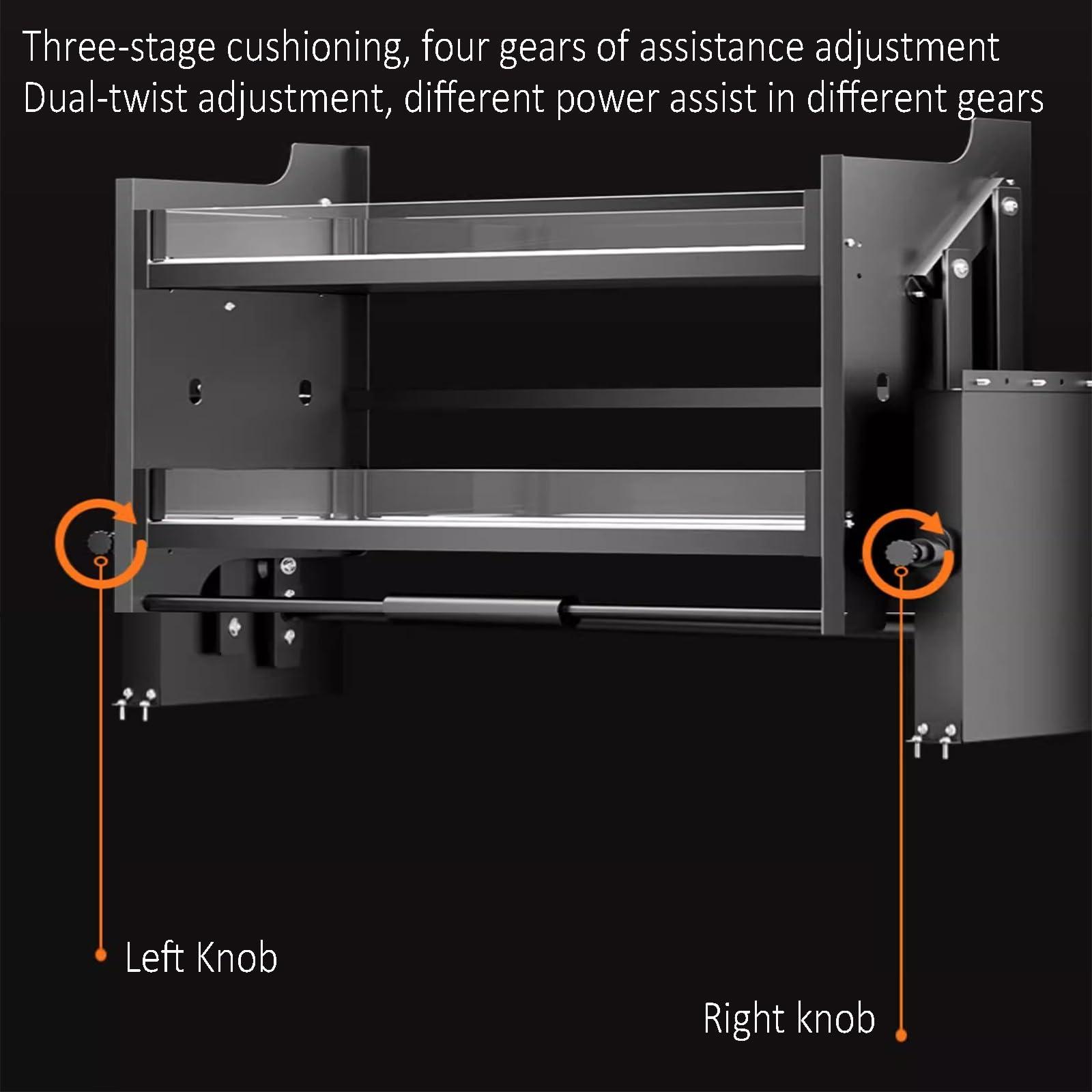 EMYJAY EMYJAY Cabinet Pull Down Shelving System, Kitchen Cabinet Pull Down Shelf Upper Kitchen Cabinet Storage Pull Down Shelf for Kitchen Bar Cafe Storage (Color : Black, Size : 700)