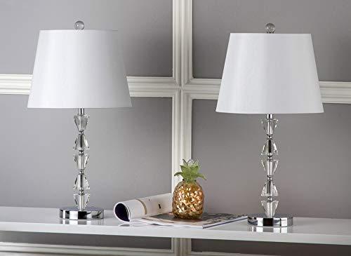 Safavieh SAFAVIEH Lighting Collection Deco Prisms Modern Glam Crystal 21-inch Bedroom Living Room Home Office Desk Nightstand Table Lamp Set of 2 (LED Bulbs Included)