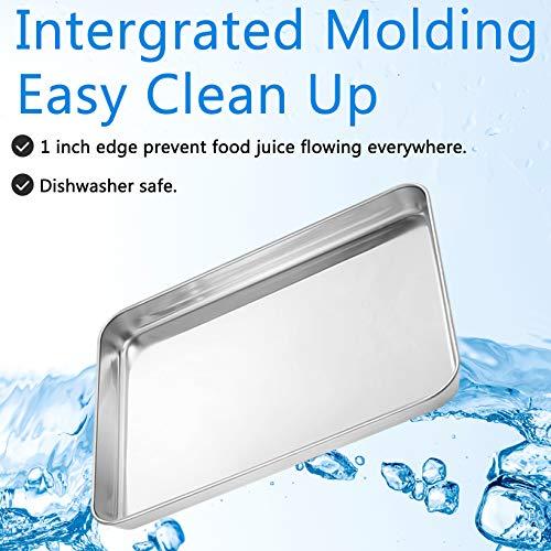 Bastwe Baking Sheets Set of 5, Bastwe Stainless Steel Baking Pan Tray Cookie Sheet, Size 10 x 8 x 1 inch, Non Toxic & Healthy, Rust Free & Easy Clean