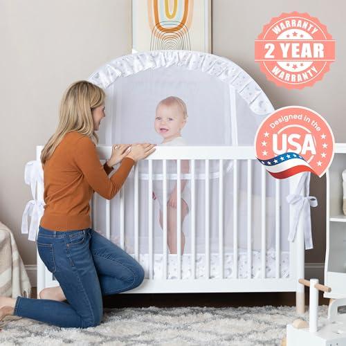 Pro Baby Safety Pro Baby Safety Premium Pop Up Crib Tent, Crib Cover to Keep Baby from Climbing Out, Prevent Falls and Mosquito Bites, Safety Net Canopy - Sturdy & Stylish Infant Crib Topper, Mosquito Net