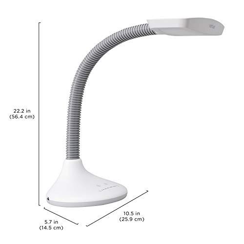 Verilux Verilux SmartLight Full Spectrum LED Desk Lamp with Adjustable Brightness, Flexible Gooseneck and Integrated USB Charging Port - Reduces Eye Strain and Fatigue - Ideal for Readers, Artists, Crafters