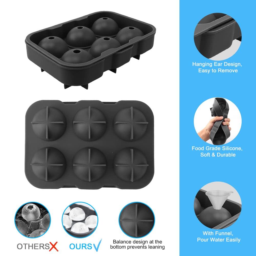 DOXISHRUKY Lucky Shop1234 Silicone Round Ice Cube Mold, Round Ice Cube Trays for Freezer with Funnel, Easy Release Ice Cube Tray Circle Balls for Whiskey Cocktails Bourbon