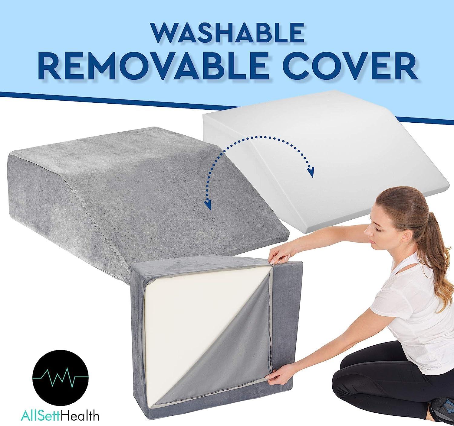 AllSett Health Leg Elevation Pillow - Memory Foam Leg Elevating Pillow | Leg Rest Wedge - Leg Pillow Elevation Blood Circulation | Relieves and Recovers Foot & Ankle Injuries | Foot Elevation Pillows for Swelling