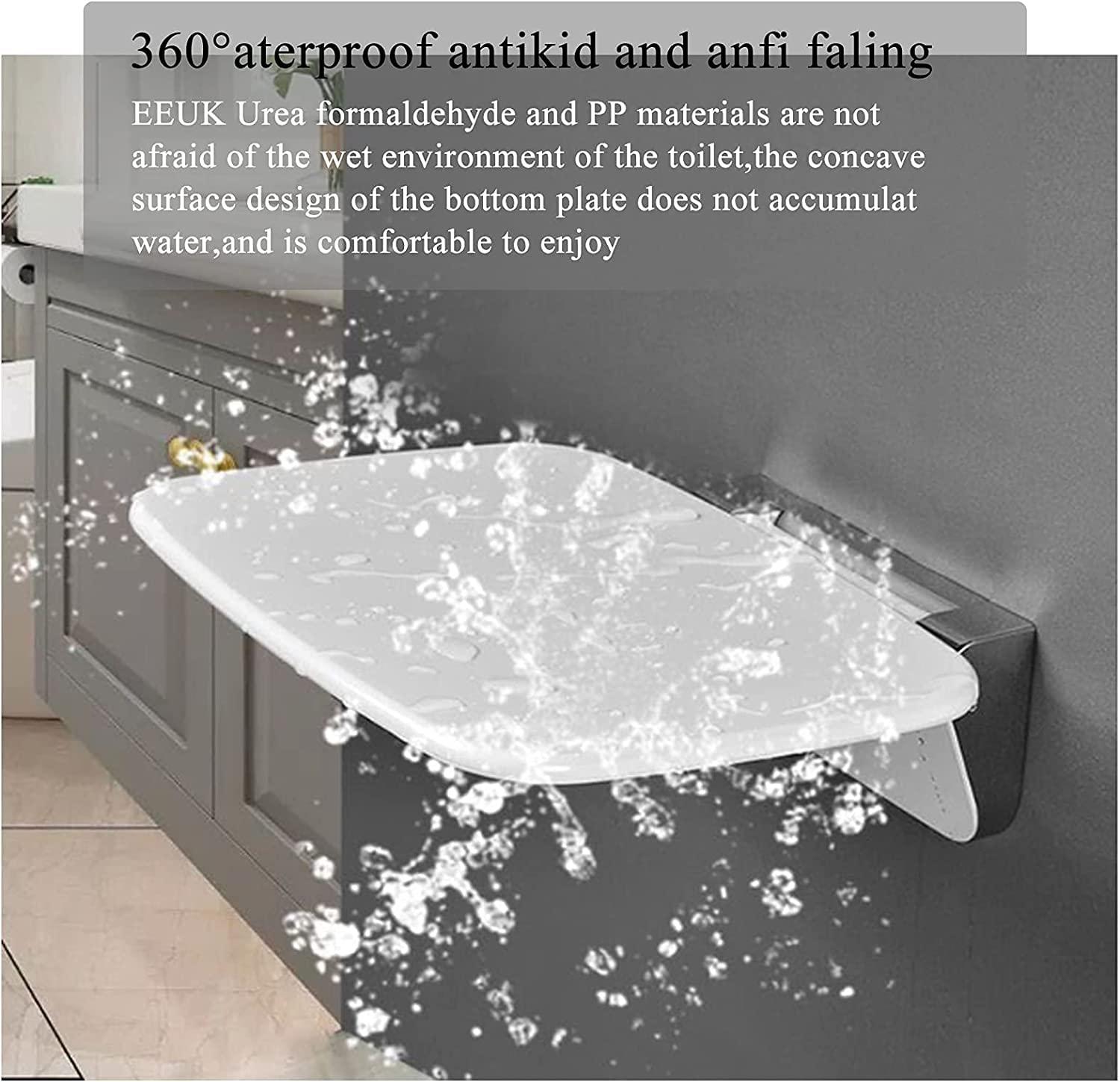 SHANSHUIYICHENG Wall-Mounted Foldable Shower Seat Bathroom Stool Folding Shower Seats and Benches, Folding Seat for Shower Bathroom Accessories Stool for Bath Chair Wall Mount Disabled Douche Chair