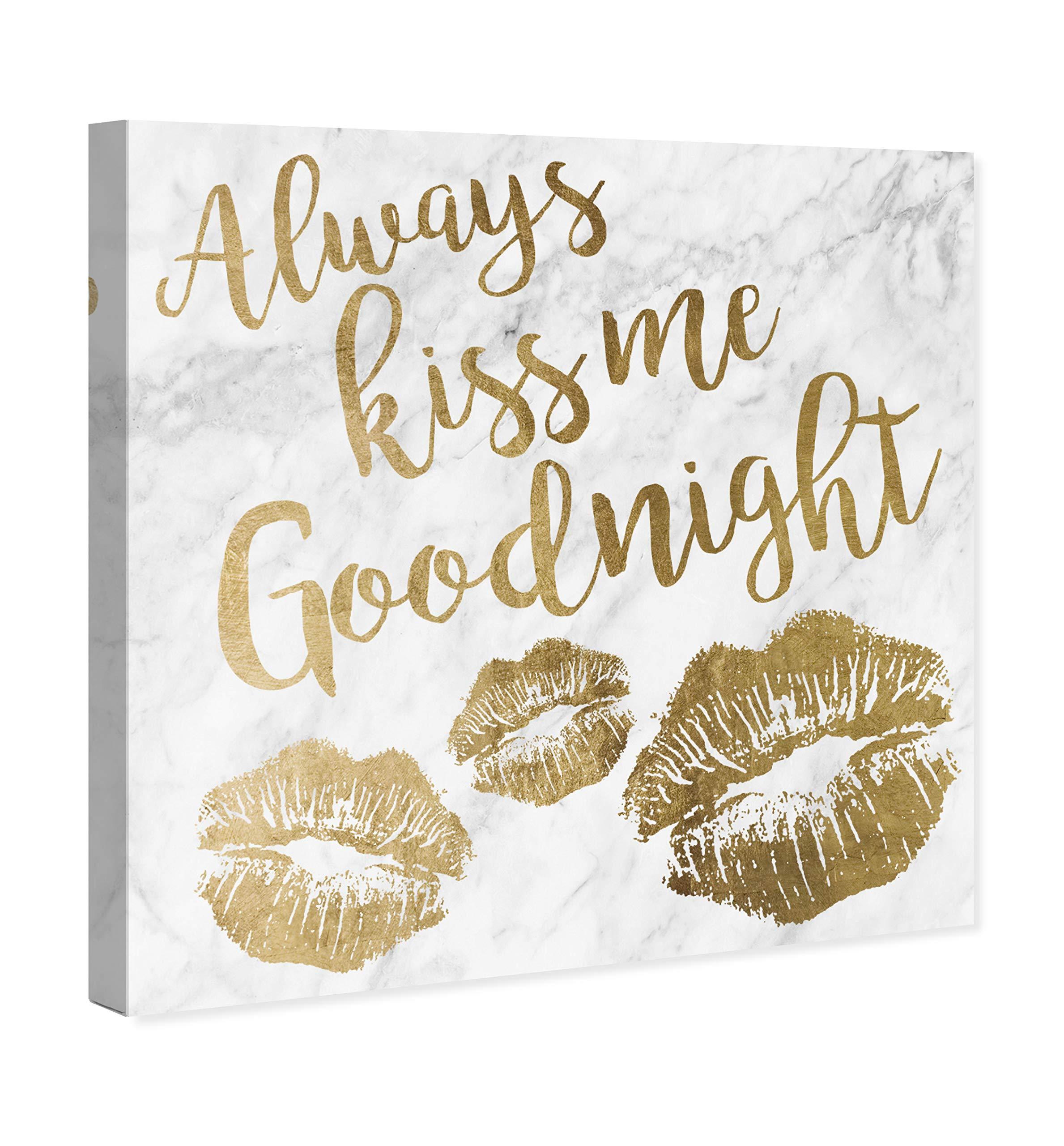 The Oliver Gal Artist Co. The Oliver Gal Artist Co. Fashion and Glam Wall Art Canvas Prints \'Always Kiss Me Goodnight\' Home Dcor, 30\" x 30\", Gold, White