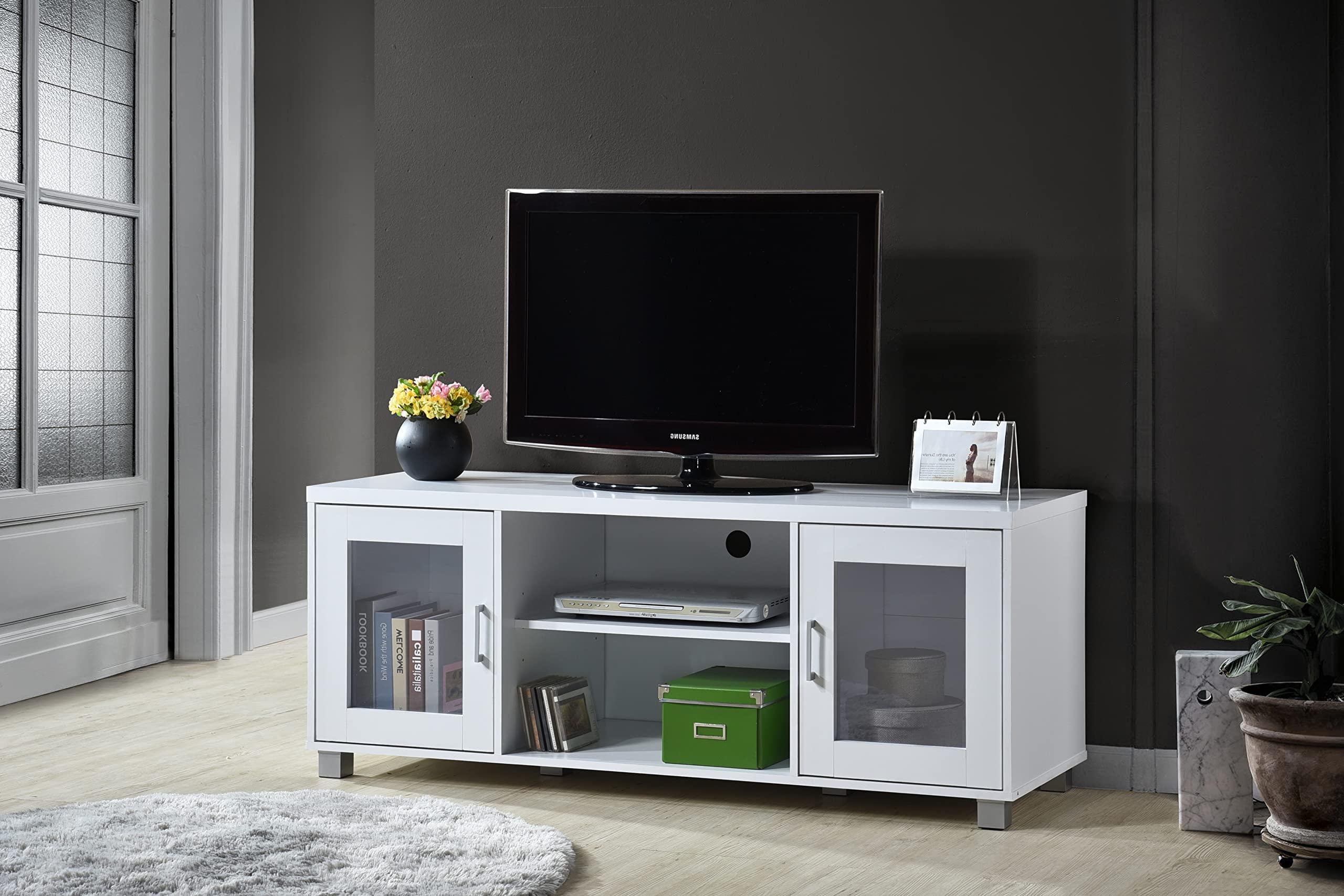 Hodedah Hodedah White 57\" Wide Entertainment Center HITV107 White
