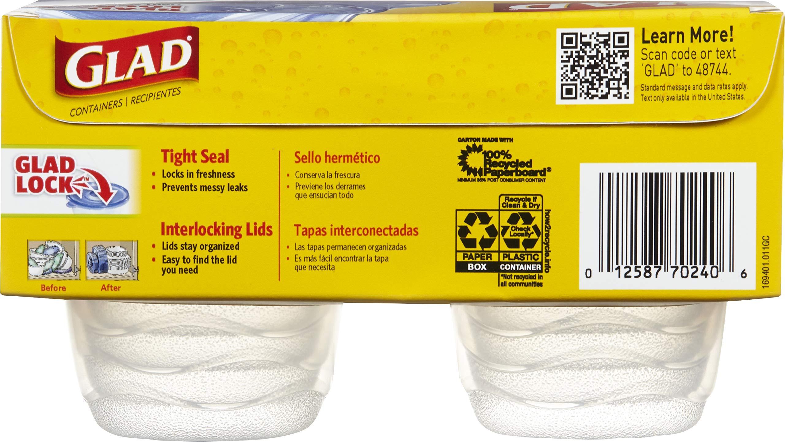 Glad Glad Food Storage Containers, Mini Round (4 Oz) | Small Food Storage Containers for Snacks and Single Serving Use | Glad Food Containers , 8 Count (Pack of 12)