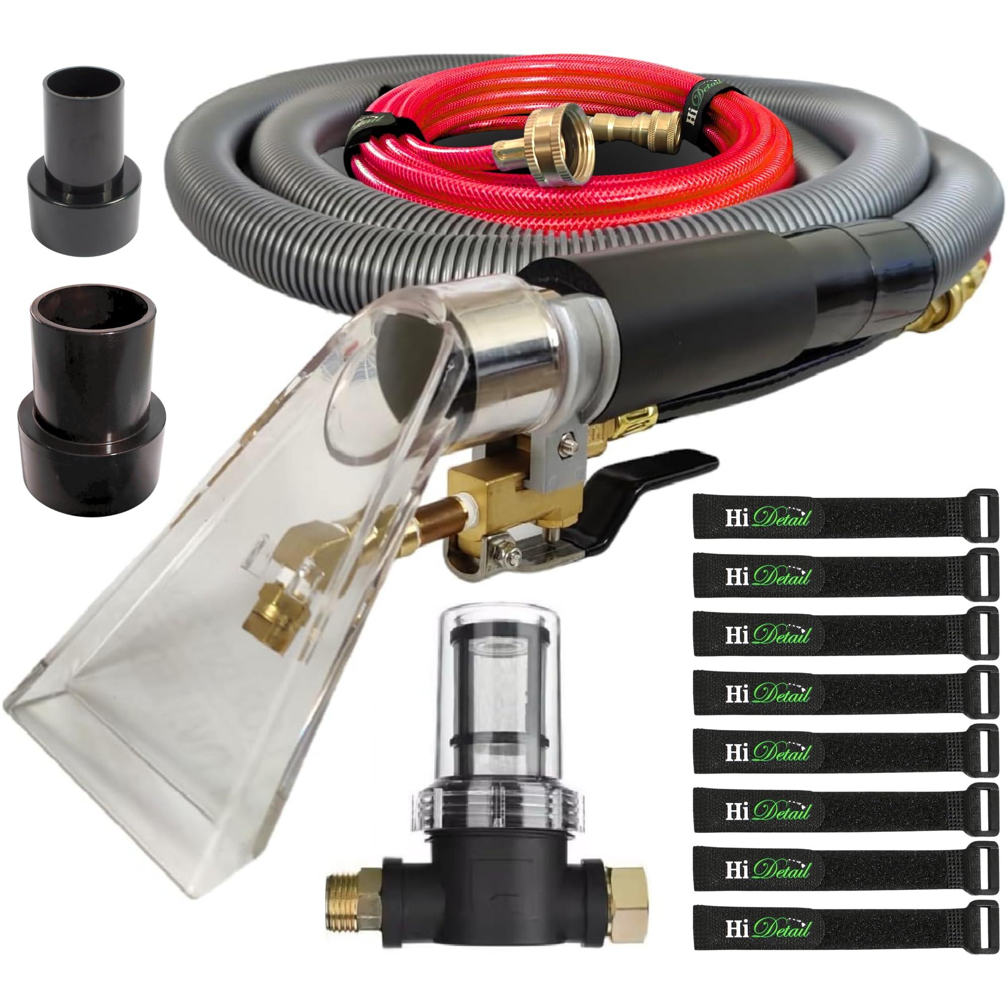 HiDetail HiDetail Shop Vac Extractor Kit with Wand and Hose, Adapter Converts Vacuum to carpet & upholstery Extractor for auto detailing & home, large, silver/black, HIDV2