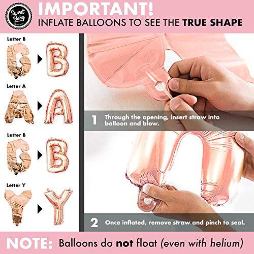 Sweet Baby Company Sweet Baby Co. Pink Baby Shower Decorations for Girl with Its A Girl Banner, Baby Girl Letter Balloons, Flower Pom Poms, Paper Lanterns, Tassels (Rose Gold, Pink, Ivory, White Sprinkle Set)