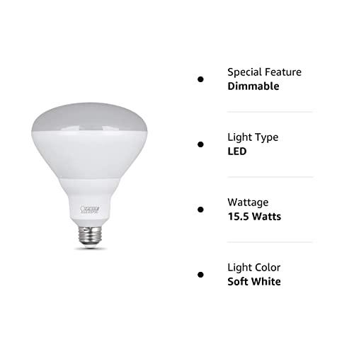Feit Electric Feit Electric LED BR40 Bulb, 120W Equivalent, Dimmable, 1400 Lumens, 22 Year Life, 2700k Soft White, E26 Base Recessed Can Light Bulbs, Flood Light, Damp Rated, 1 Pack BR40DMHO/927CA