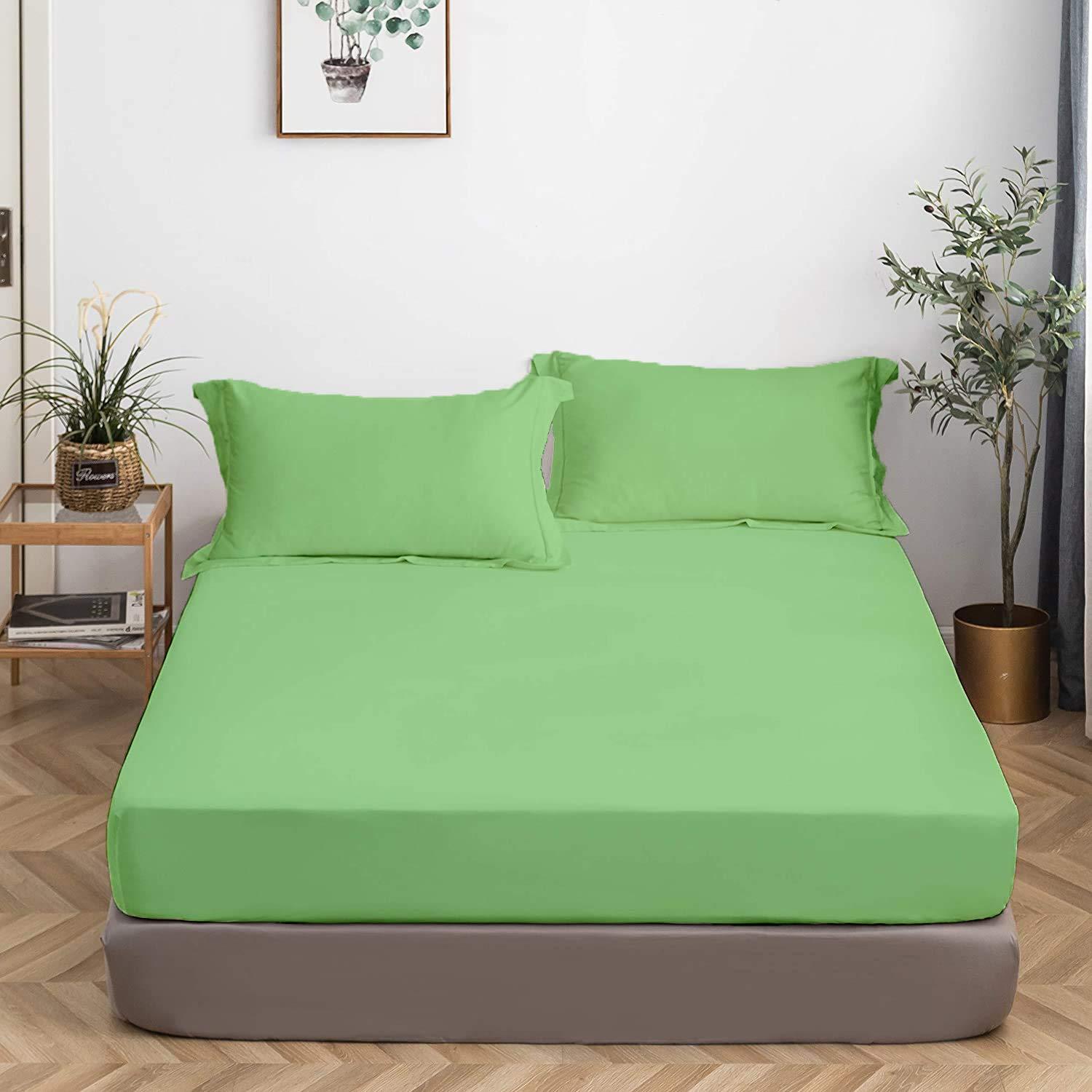 RESTURA Fitted Sheet Queen Size 1000 Thread Count Bottom Sheet 60 x 80 Inches Soft Egyptian Cotton 20 Inches Deep Pocket Wrinkle Resistant - Sage