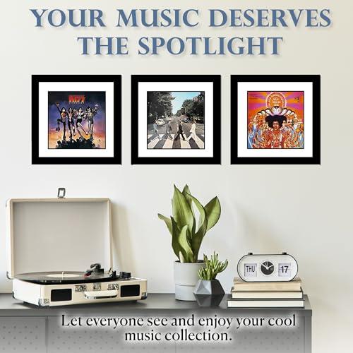 Creative Picture Frames Creative Picture Frames 15\" x 15\" LP Album Cover Frame, Vinyl Record Wall Mount Display for Home Decor with Hanging Hardware & Full-Strength Glass, White Mat, 1 Count