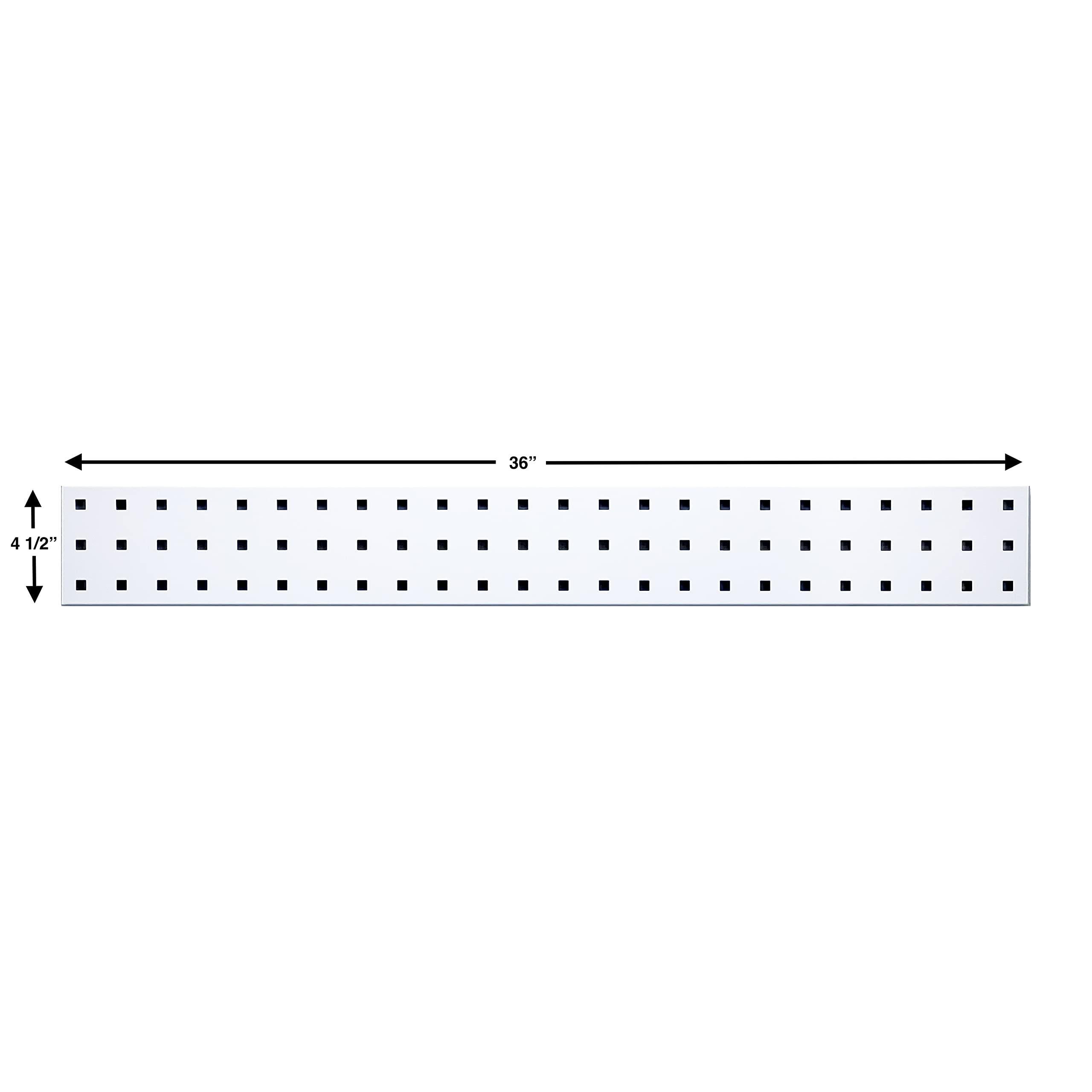 Triton Products Triton Products Steel Pegboard Strip - 36\" x 4.5\" Rectangle Locboard Wall Strip Panel for Garage and Home Storage and Organization (White)