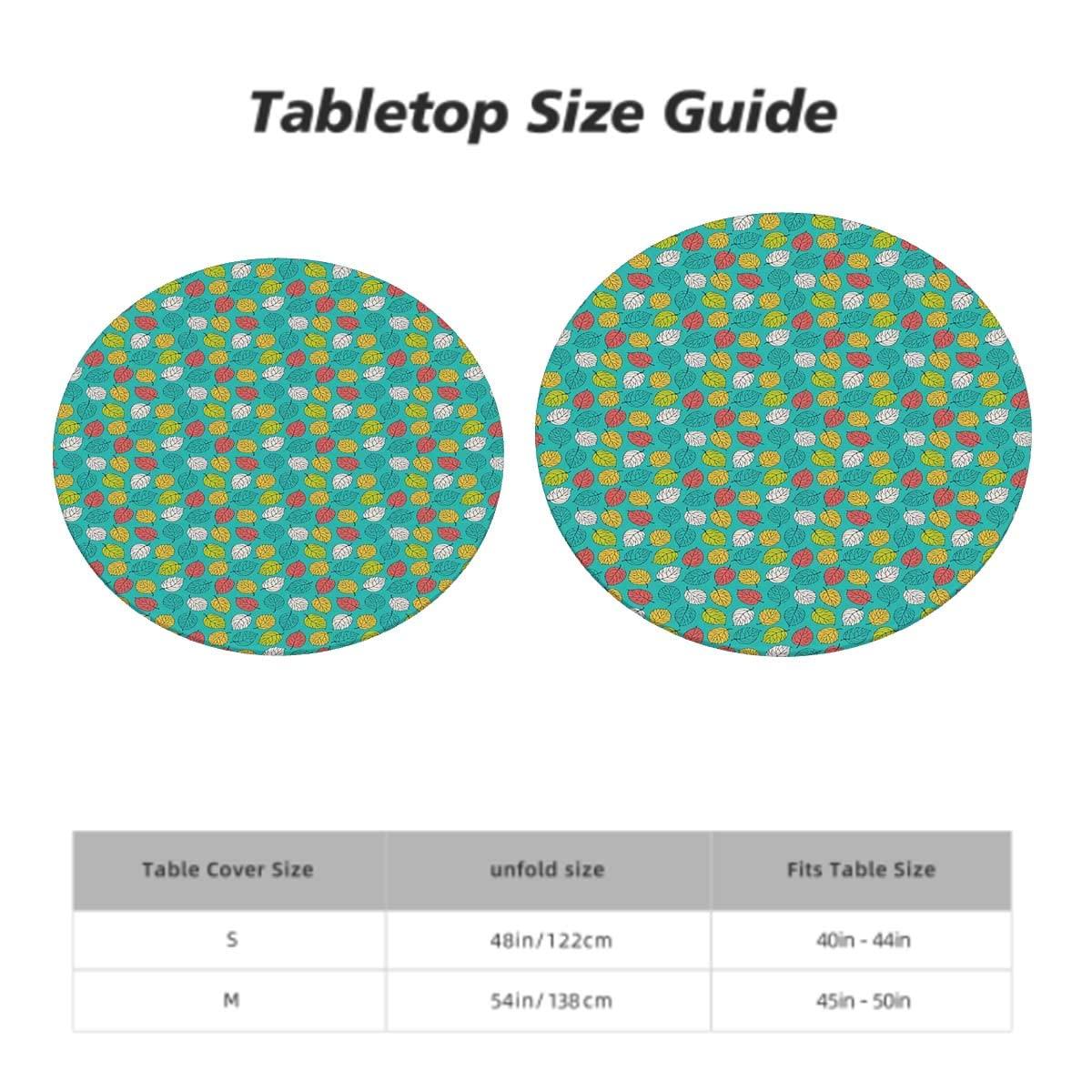 NJZOXR NJZOXR Round Fitted Table Cloth Cover Elastic Edged Fitted Table Cloths Cover Mat Colorful Abstract Leaves Art Fits up 40\"-44\" Diameter Tables
