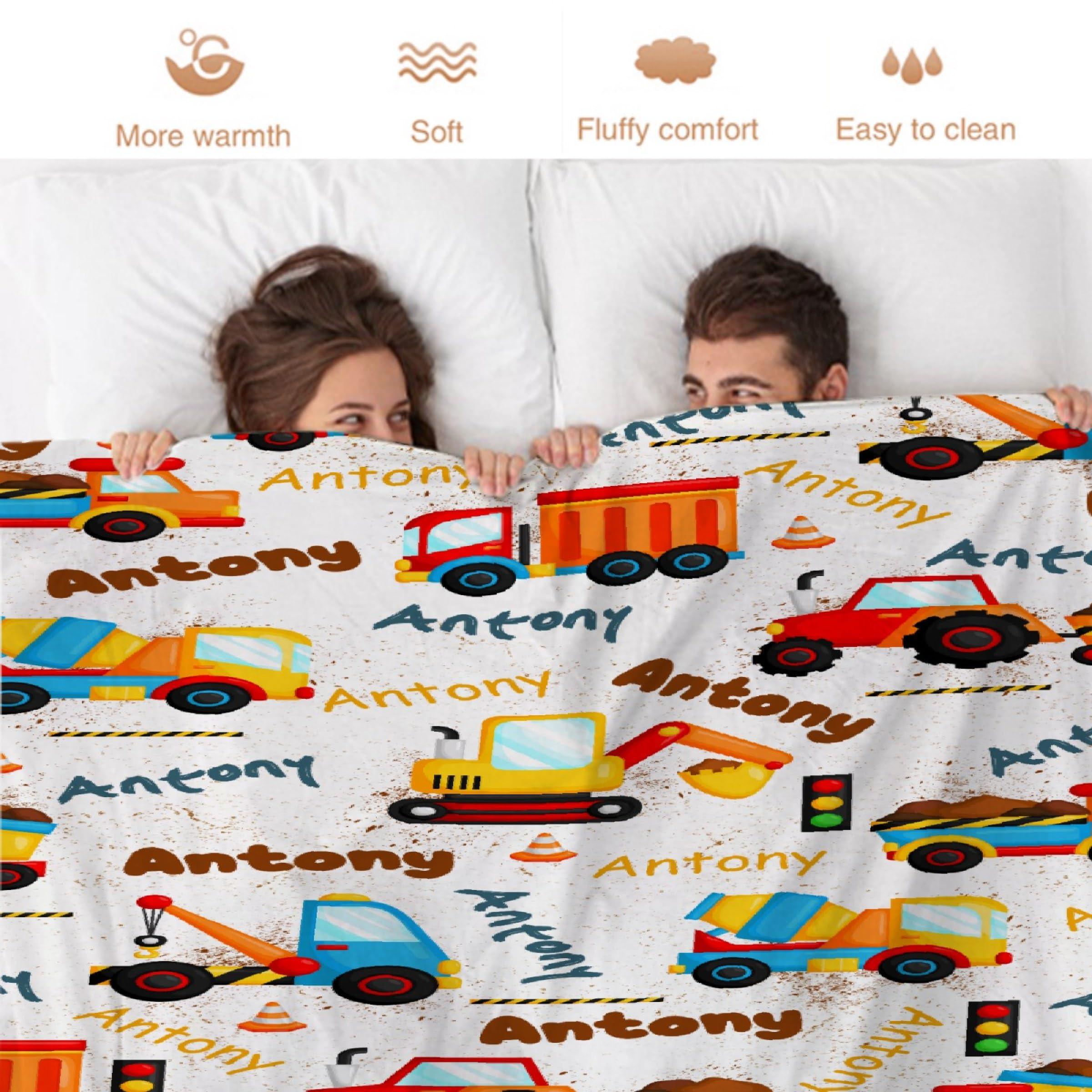 SUPERICH SUPERICH Personalized Construction Truck Blanket Gifts Construction Toddler Blanket Construction Throw Blanket for Boys Bulldozer Excavator Blanket Construction Plush Decor 80\"x60\" for Adult