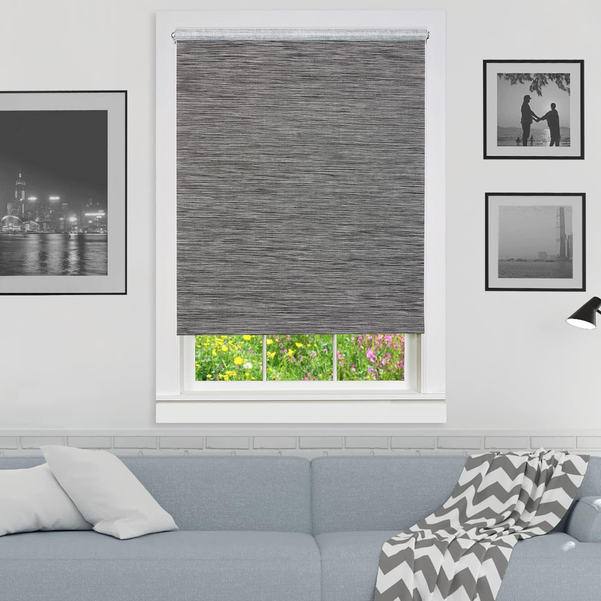Achim Home Furnishings Cordless Privacy Jute Window Roller Shade - 68 Inch Width, 72 Inch Length - Smoke - Light Filtering Woven Natural Fiber Horizontal Windows Blinds by Achim Home Decor
