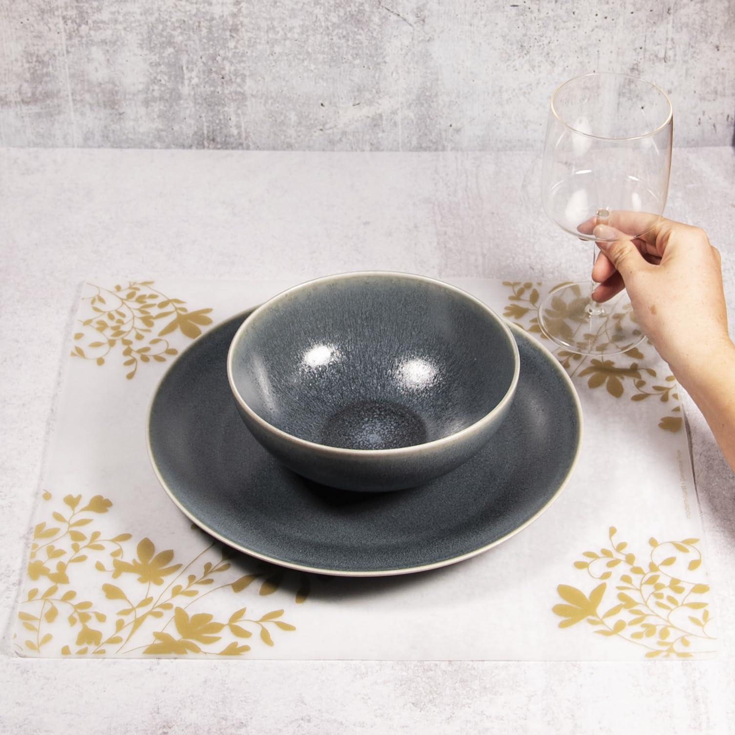 MODERN-TWIST modern-twist Placemat 100% Food-Grade Silicone, Waterproof and Reusable, Jardin Gold