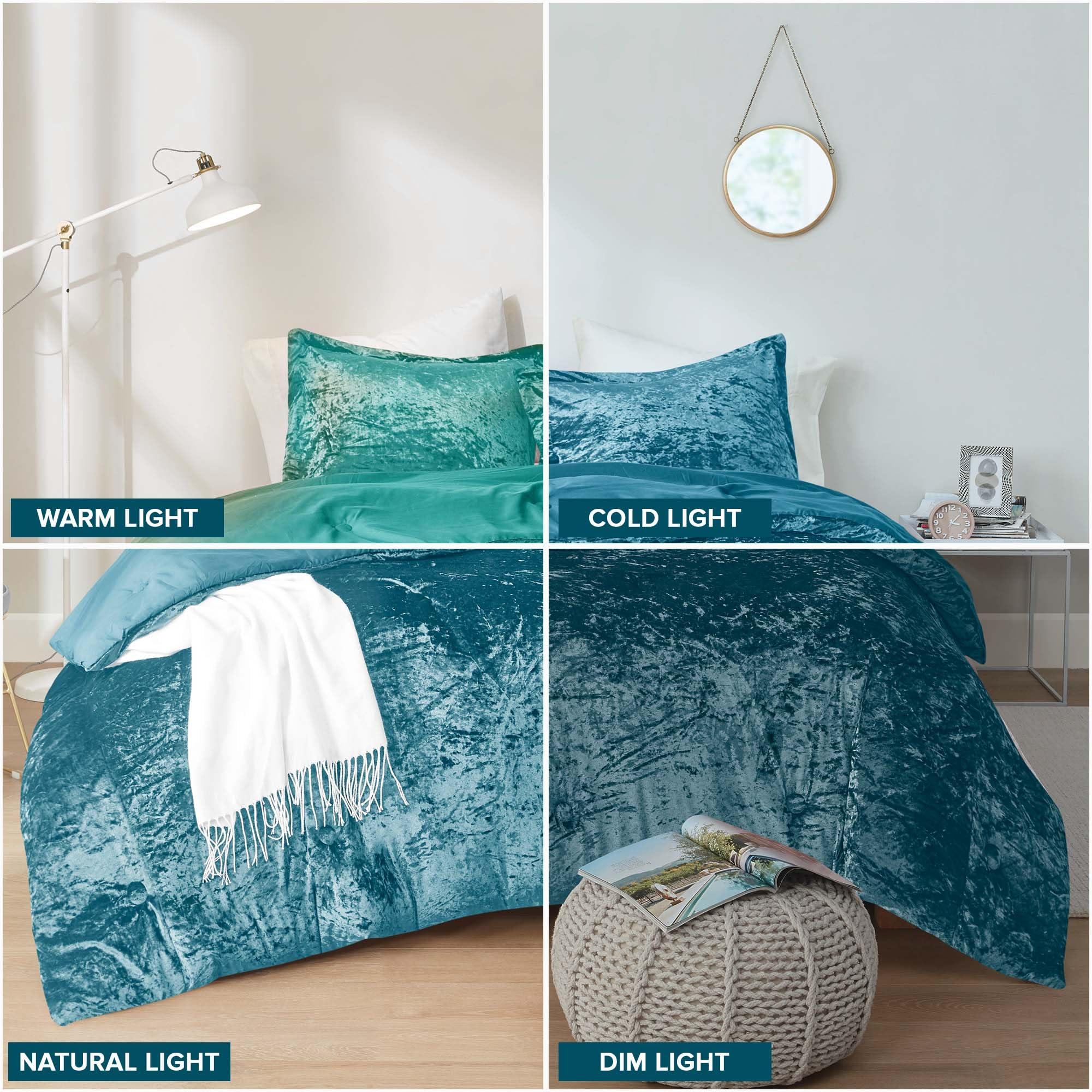 Comfort Spaces Comfort Spaces Juliette Luxe Comforter Set Velvet Lush with Soft Brushed Microfiber Reverse, All Season Cozy Velvet Bedding Sets, Fluffy Comforter Bed Set, Matching Sham, Teal Twin/Twin XL 2 Piece