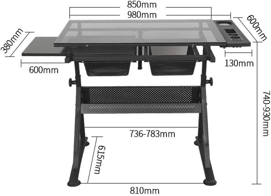 icVantA icVantA Height Adjustable Drawing Desk, Tiltable Craft Table with Storage, Large Art Desk, for Home Office Drafting Table