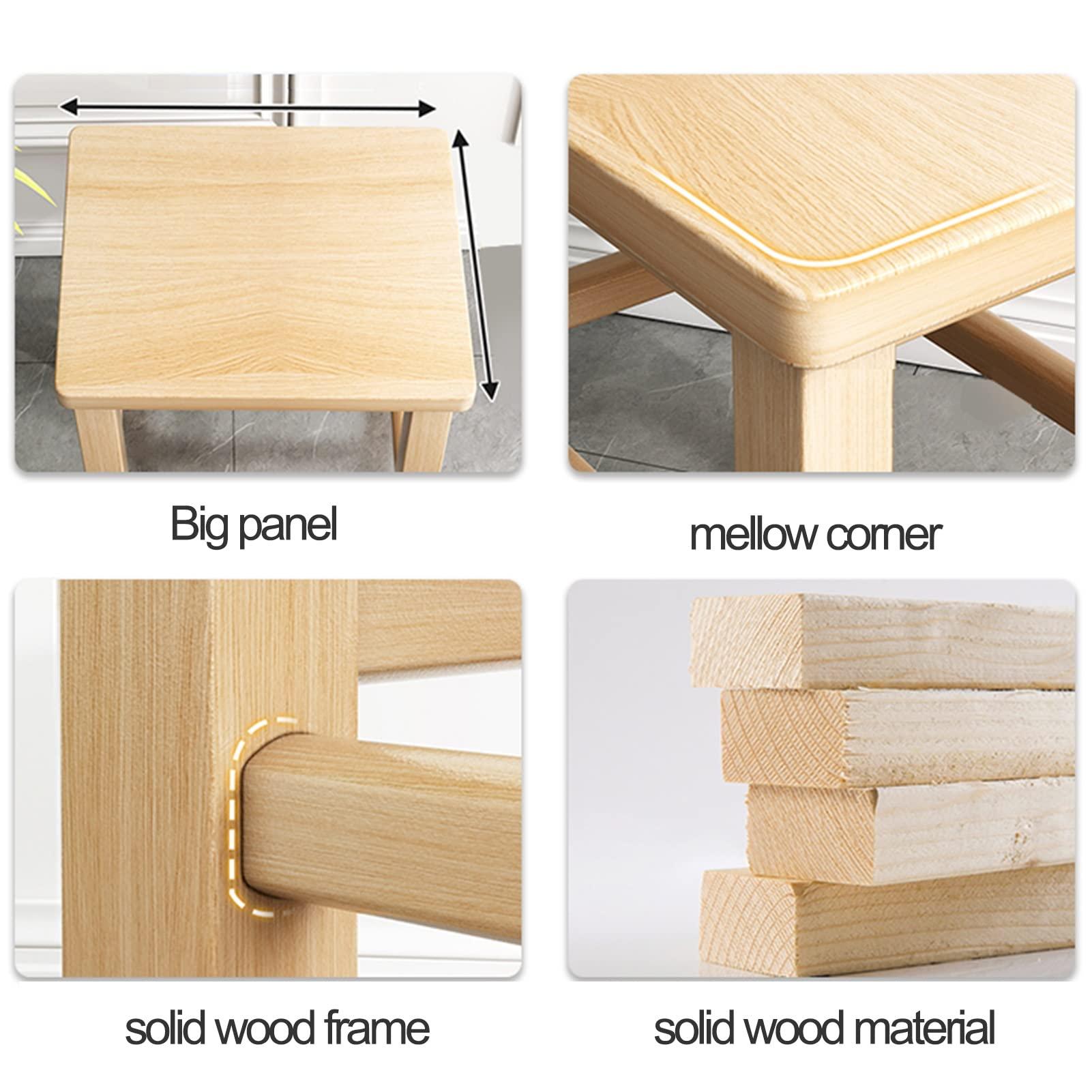 XJHOME Solid Wood Stool Wooden Small Foot Step Stools Wood Step Stool, Portable Rectangle Bed Stool, Small Step Ladder for Kitchen Bathroom, Foot Rest Stools Under Desk, Strong and Durable for Adults and El