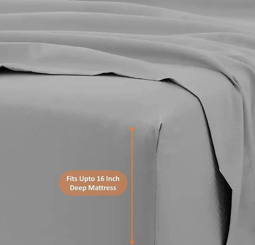 Sea Monk Twin (39x75) Size Sheet Set - 800 Thread Count Egyptian Cotton Sheets Set- 18\" Inch Deep Pockets - Extra Long Staple Cotton 4 Pc Sheet Set, Sateen Weave (Light Gray, Twin_39x75)