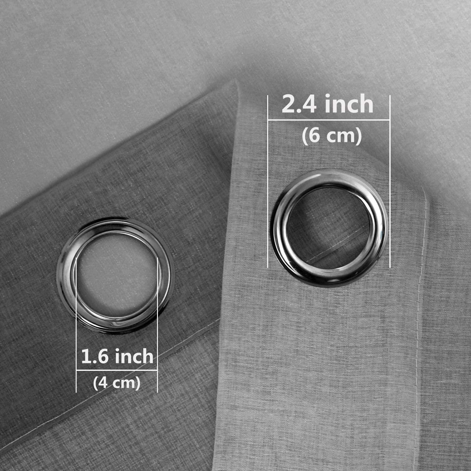 DWCN DWCN Ombre Faux Linen Sheer Curtains - Semi Voile Gradient Grommet Top Curtains for Bedroom and Living Room, 52 x 108 Inches Long, Set of 2 Window Curtain Panels, Black