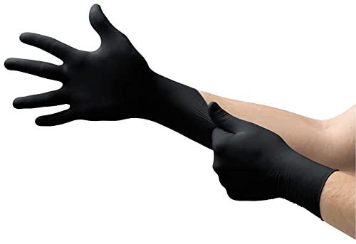 Ansell Microflex Black Dragon Latex Gloves - Disposable, Exam Grade, Black, Size Large (pack of 100)