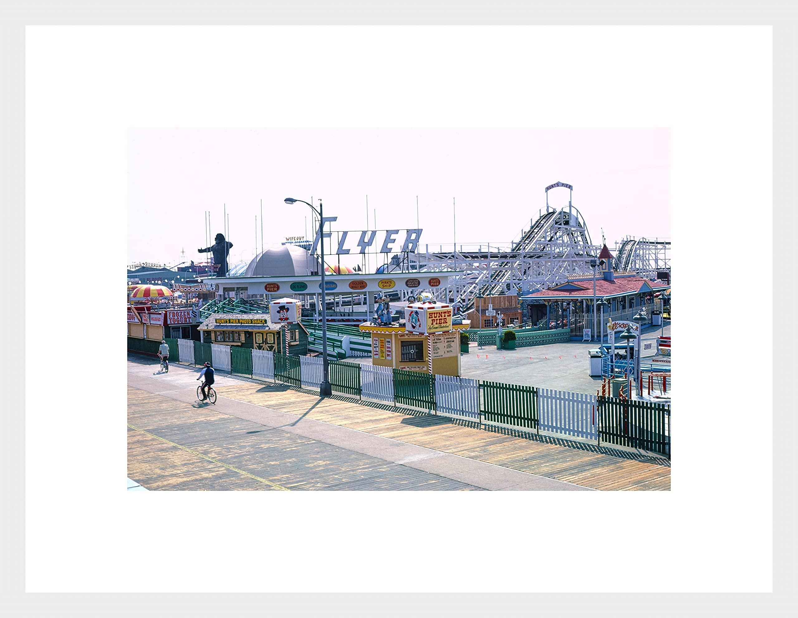 LIVESTOCK LIVESTOCK Vintage Wall Art - Morey\'s Pier in Wildwood Flyer New Jersey by Famed Photographer John Margolies, Americana Wall Decor New Jersey Poster, Walnut frame, 5.5 x 8 print in 9.5 x 12 frame