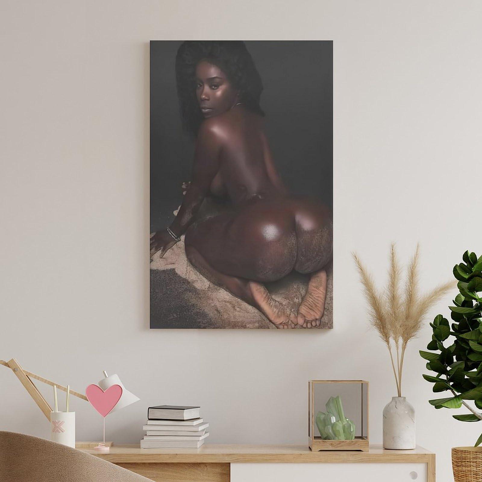 HBHCLXN HBHCLXN Sexy African Woman Art Poster Big Ass Poster Black Girl Body Poster Canvas Wall Art Posters For Room Aesthetic And Decor Pictures For Living Room Bedroom Decor 08x12inch(20x30cm)