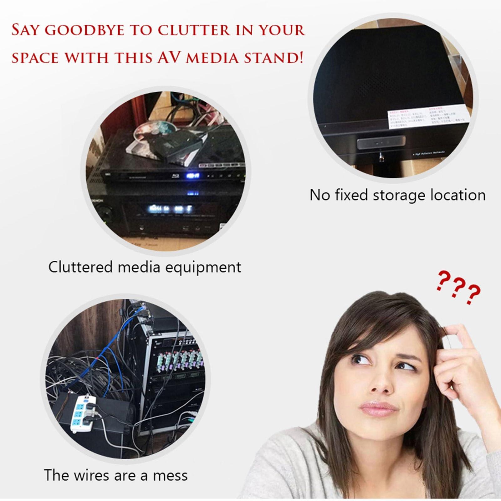 SHYP Desktop TV Box Cabinet, 3-Tier Media Stand Audio Rack Stand Tower CD Player Stand Stereo Shelf Modern AV Component Cabinet with Wooden Shelves for Home/Office/Theater (Color : A, Size : 45x35x35.5cm